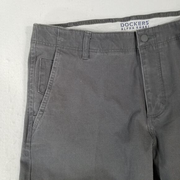 Dockers Alpha khaki pants men's 36x30 slim tapered Gray Flex stretch NEW - Picture 3 of 12